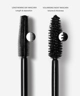 night-mascara; midnight-black: Brush comparison of our Lengthening Day Mascara and Volumising Night Mascara