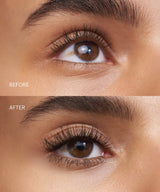 night-mascara; midnight-black: Before & after of our Volumising Night Mascara in Midnight Black