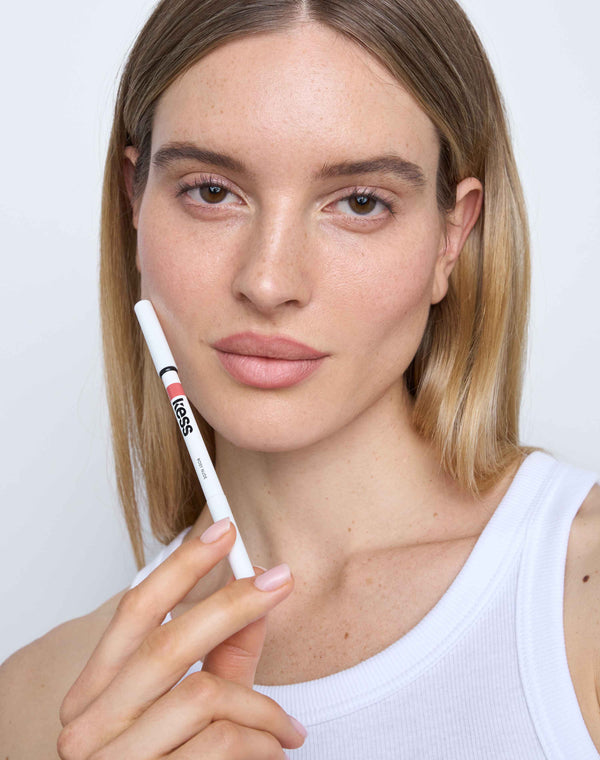 rosy nude; Inga wears the Soft Shape Lip Liner in Rosy Nude