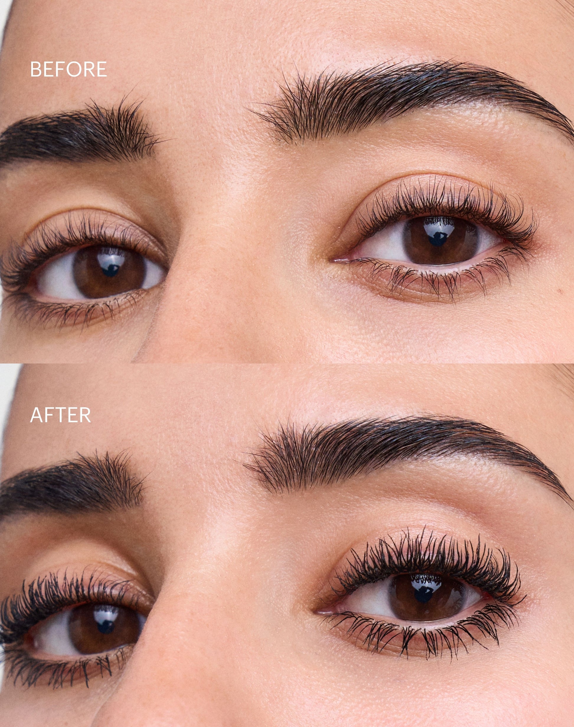 night-mascara; midnight-black: Before & After of the Volumising Night Mascara in Midnight Black