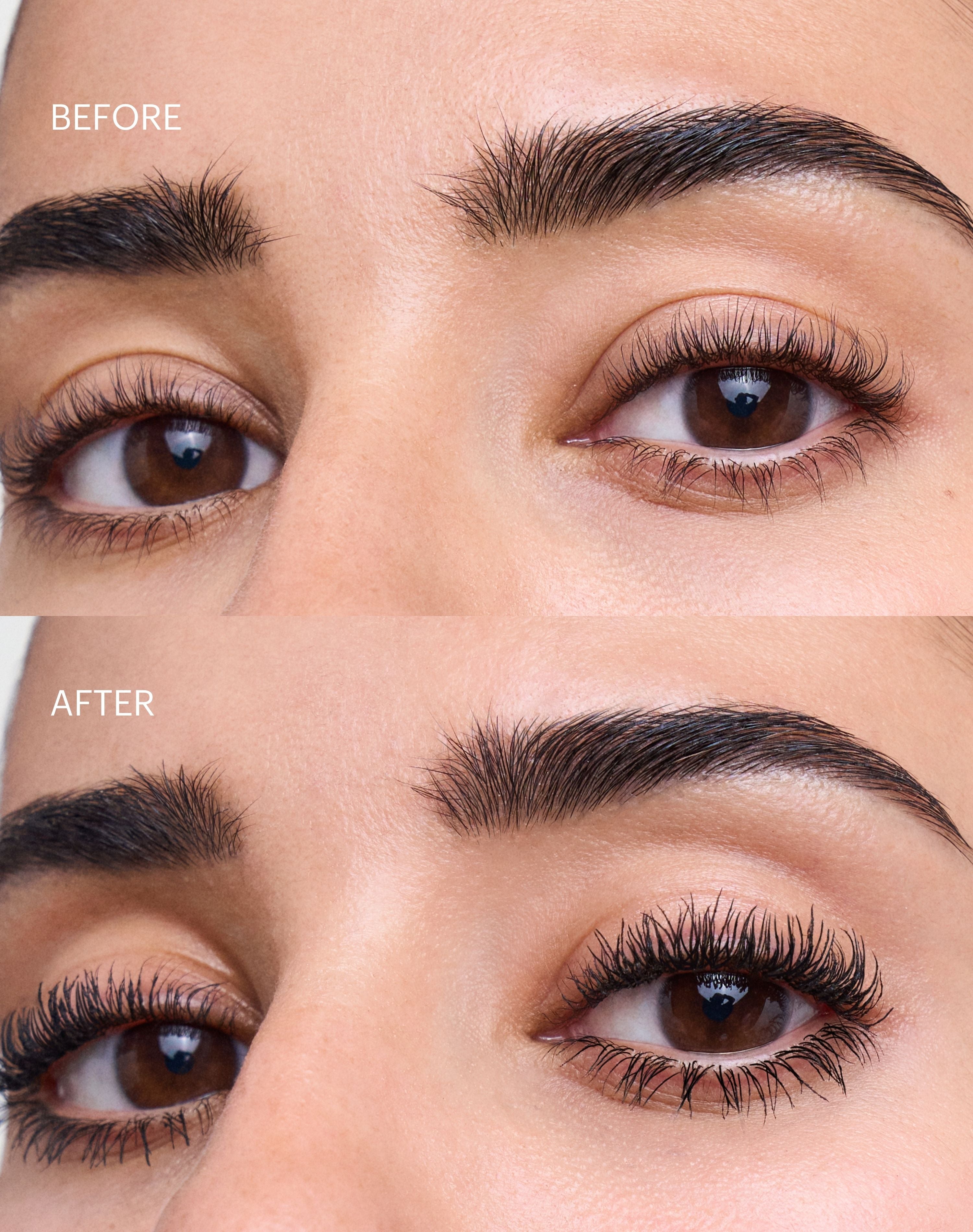 night-mascara; midnight-black: Before & After of the Volumising Night Mascara in Midnight Black