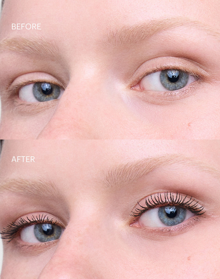 mascara; Black: Before & After of the Lengthening Day Mascara in Black