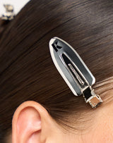 Silver; Close-Up of our No-Crease Hairclips in silver