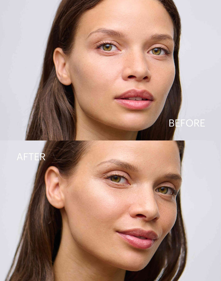 mono-stick; champagne-glow-highlighter: Before & After of the Mono Stick in Champagne-Glow