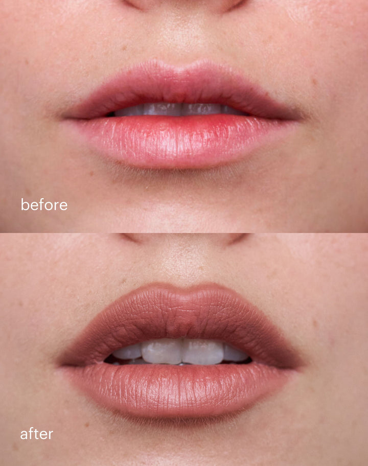 soft-shape-lip-liner; neutral-brown: Before & After of the Soft Shape Lip Liner in Neutral Brown