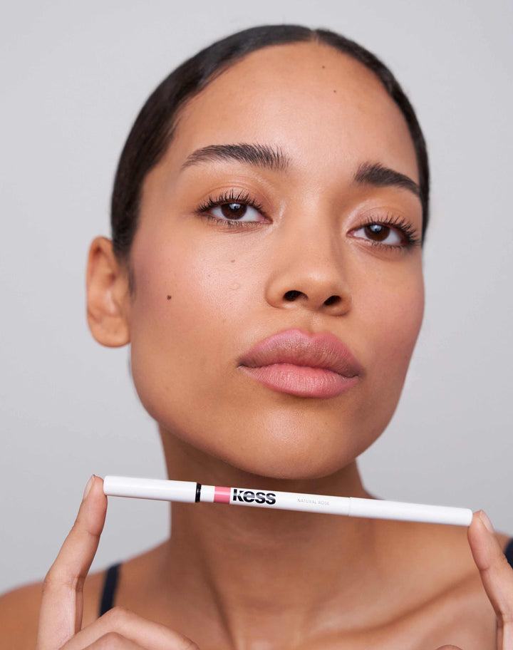 soft-shape-lip-liner; natural rose: Celine wears the Soft Shape Lip Liner in Natural Rose