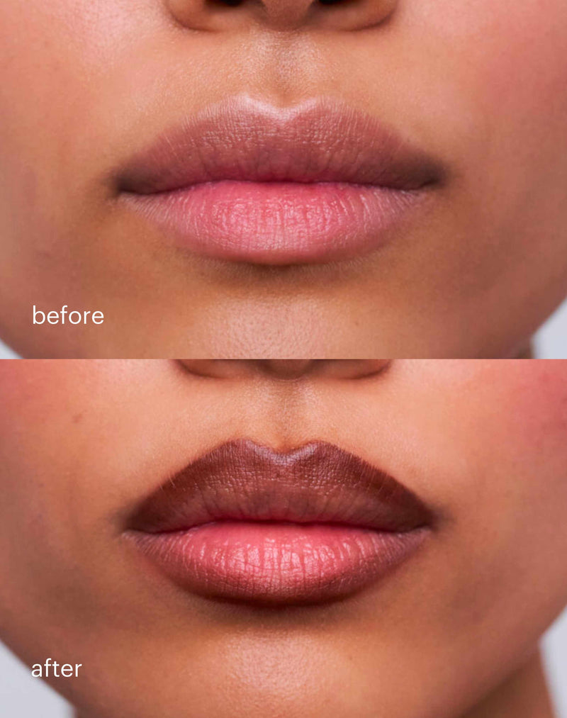 chocolate-brown; Before & After of the  Soft Shape Lip Liners in Chocolate Brown