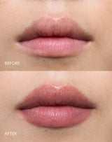 Naked; Before & after of the Triple Tint Lip Balm in Naked