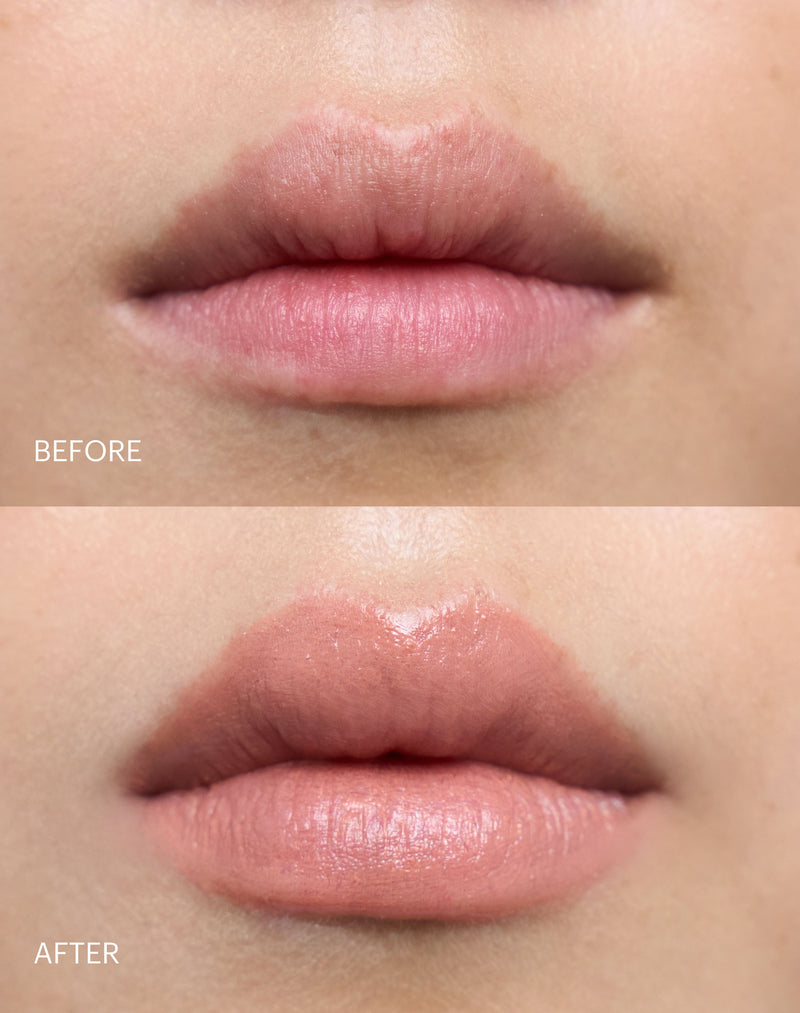Nothin; Before & after of the Triple Tint Lip Balm in Nothin'
