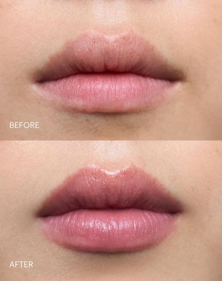 triple-tint-lip-balm; Nudie: Before & after of the Triple Tint Lip Balm in Nudie