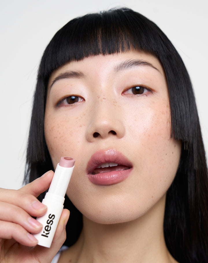 triple-tint-lip-balm; Nudie: Loo Loo wears the Triple Tint Lip Balm in Nudie