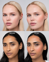 ; Before & After of the Hot Orange Duo Stick Blushes Melon & Toasted