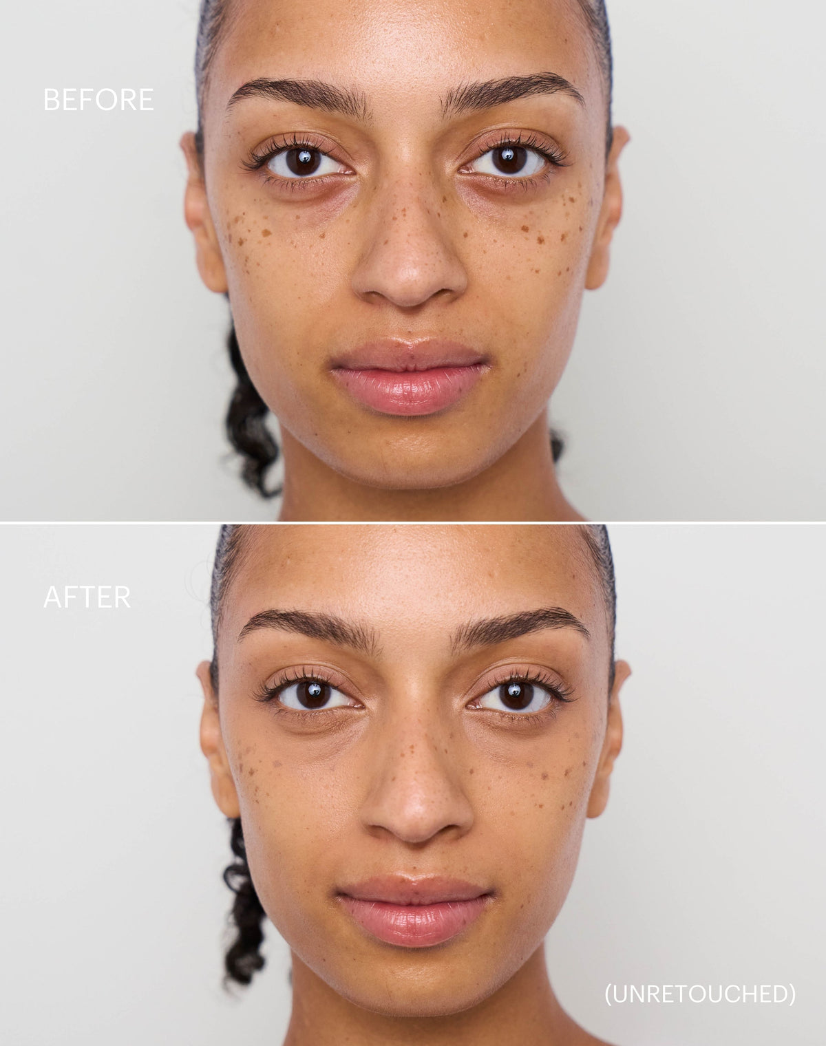 concealer-stick-spf-20; medium-to-tan: Before & after of shade Medium to Tan