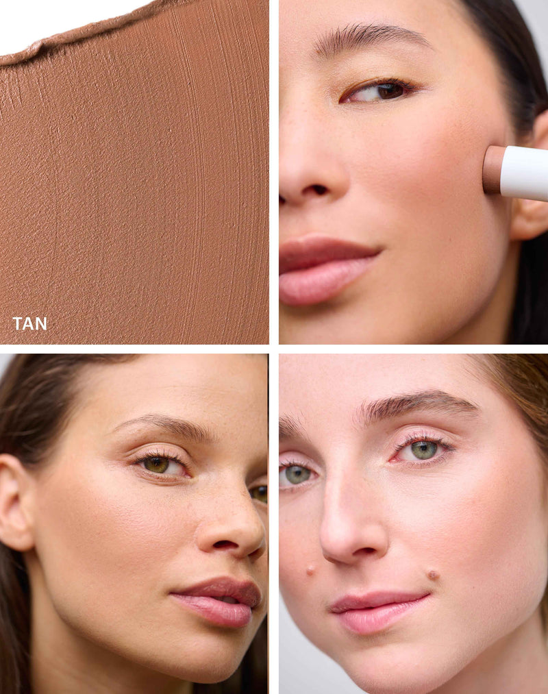 tan-blush; Natural brown shade that combines nude blush, easy contouring and bronzer in one product