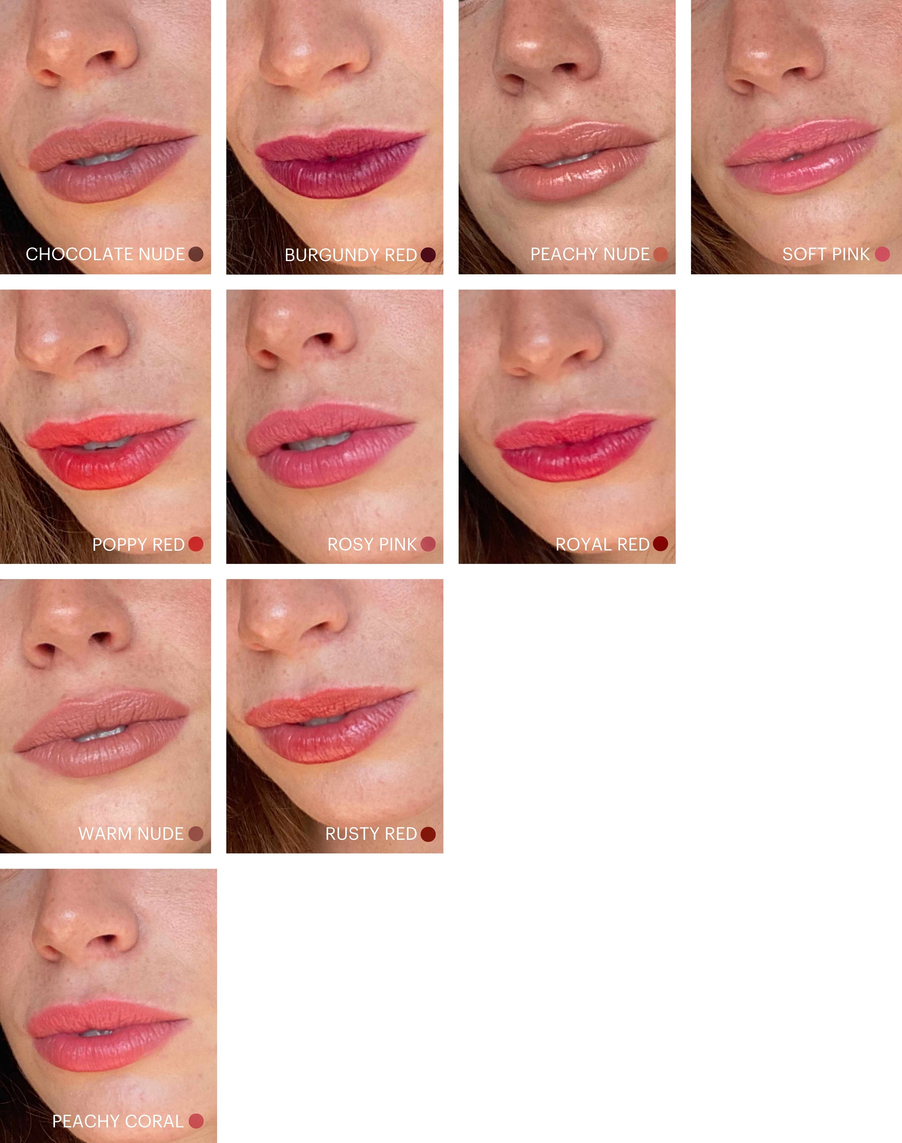 ; Overview of all Lipstick shades