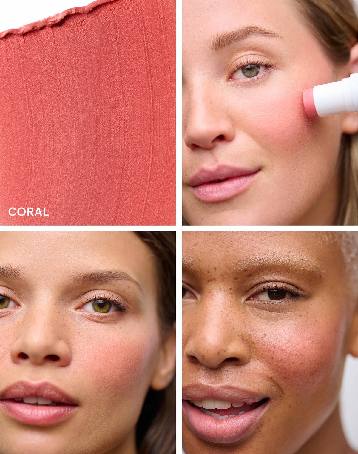 blush-glow-duo-stick-your-choice; coral-blush: Fresh, natural coral tone with warm undertones