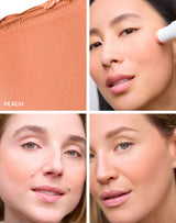Zacht, pastel perzik tint met warme ondertonen