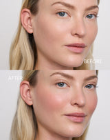 Wangen blush; Voor & Na van de wangen