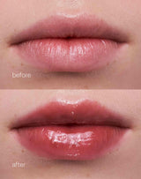 Glaze; Przed i po zastosowaniu olejków do ust Jelly Treat Lip Oils w odcieniu Glaze