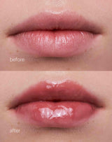 dżem; Przed i po zastosowaniu olejków do ust Jelly Treat Lip Oils w odcieniu dżemu