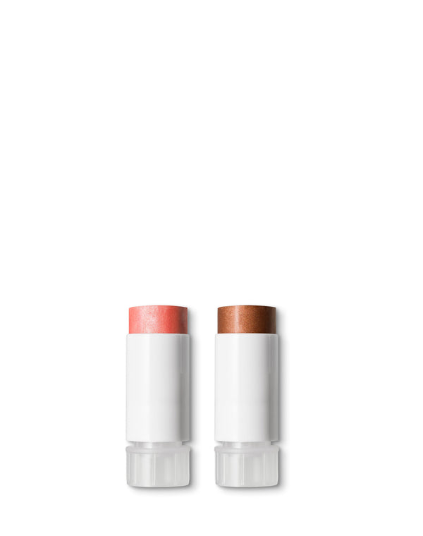 Na zdjęciu nasza nowość w Blush & Glow Refills: Róże Glowy w odcieniach Rosy Glow i Bronzy Glow